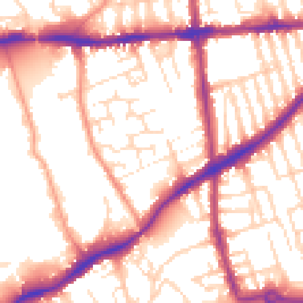 Daytime road noise heatmap for NG7 2DL