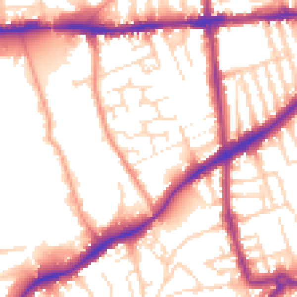 Daytime road noise heatmap for NG7 2DY