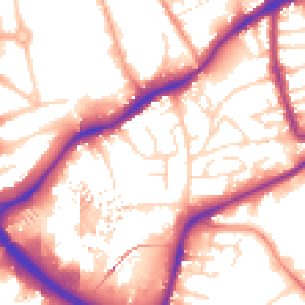 Daytime road noise heatmap for NG7 2EA