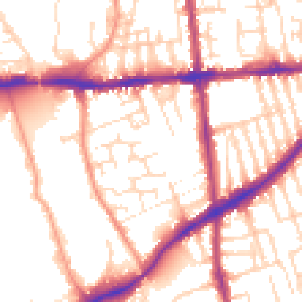 Daytime road noise heatmap for NG7 2EF