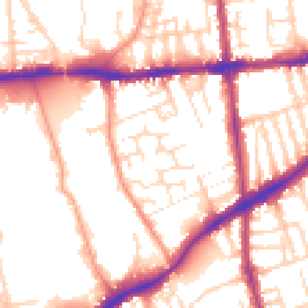 Daytime road noise heatmap for NG7 2EH