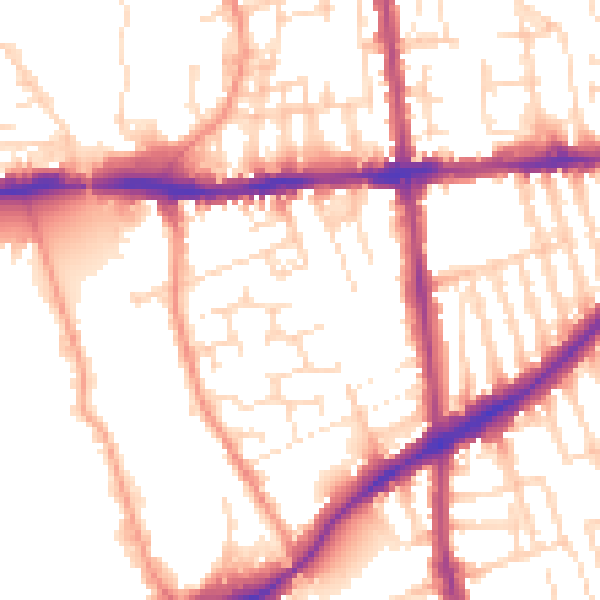Daytime road noise heatmap for NG7 2EJ