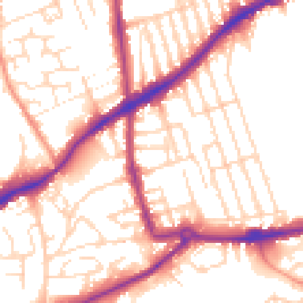Daytime road noise heatmap for NG7 2EQ