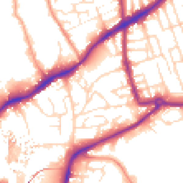 Daytime road noise heatmap for NG7 2FH