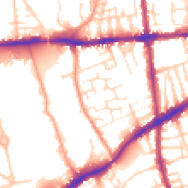 Daytime road noise heatmap for NG7 2FN