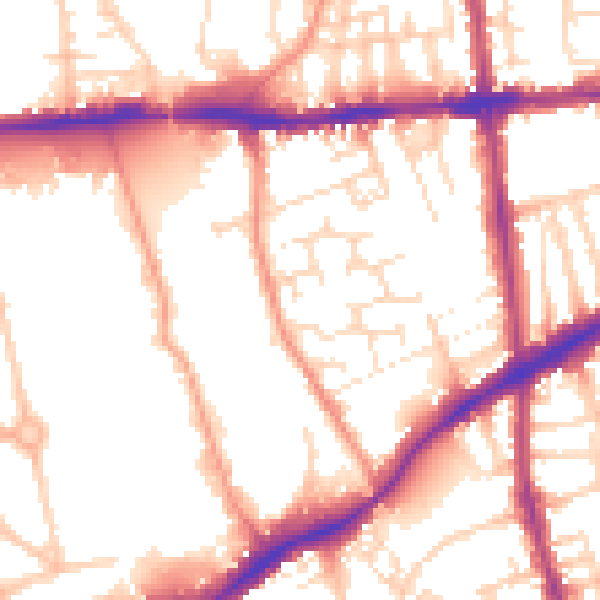 Daytime road noise heatmap for NG7 2FS