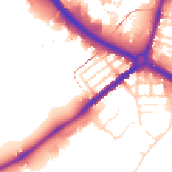 Daytime road noise heatmap for NG7 2JN
