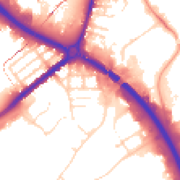Daytime road noise heatmap for NG7 2LA