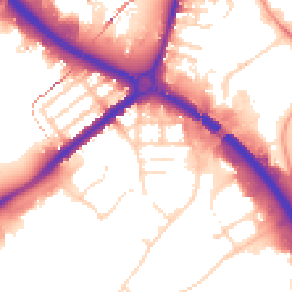 Daytime road noise heatmap for NG7 2LG