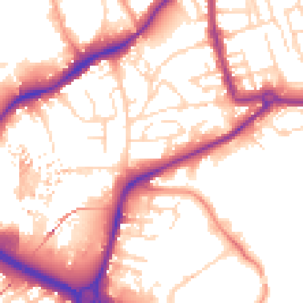 Daytime road noise heatmap for NG7 2LW