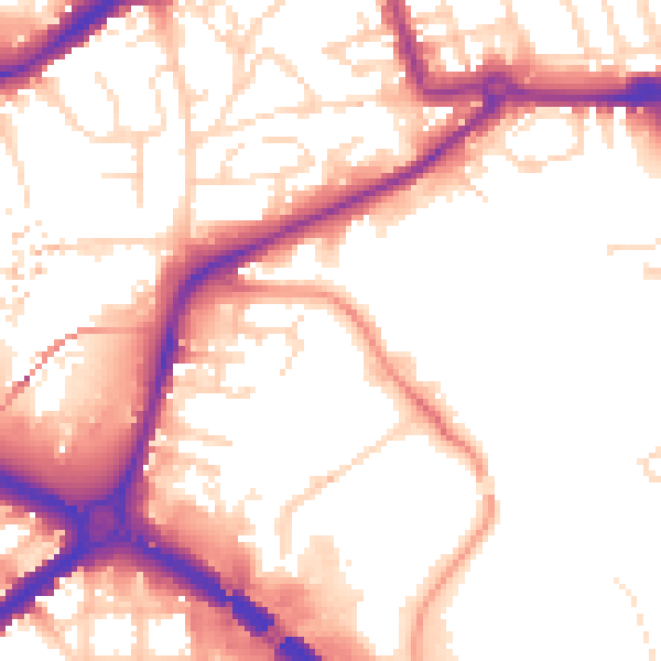 Daytime road noise heatmap for NG7 2PF