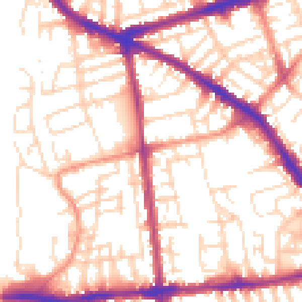 Daytime road noise heatmap for NG7 3AQ