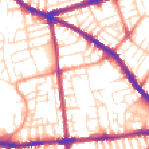 Daytime road noise heatmap for NG7 3BJ