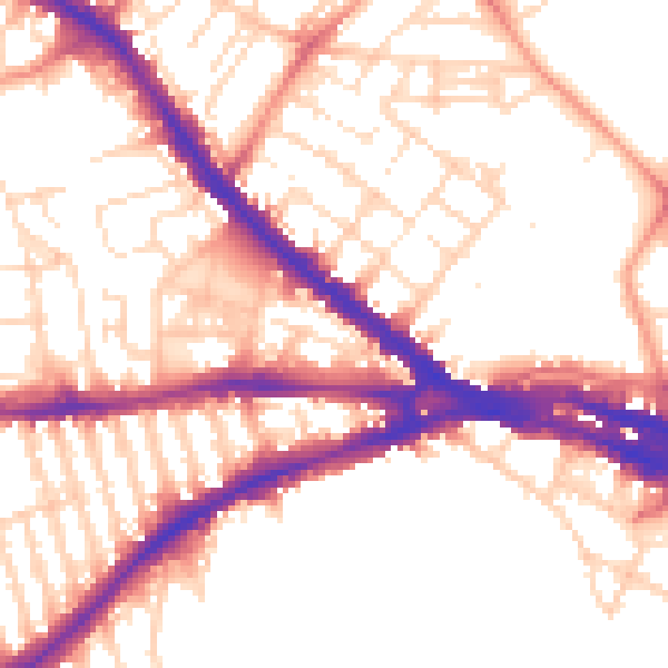 Daytime road noise heatmap for NG7 3GG