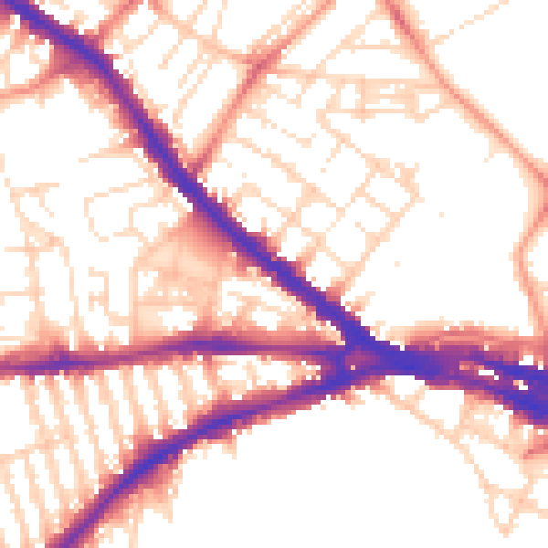 Daytime road noise heatmap for NG7 3JL
