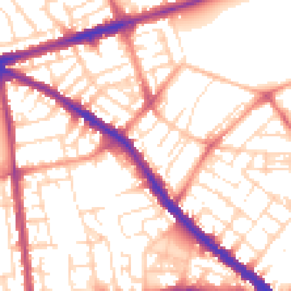 Daytime road noise heatmap for NG7 4AH