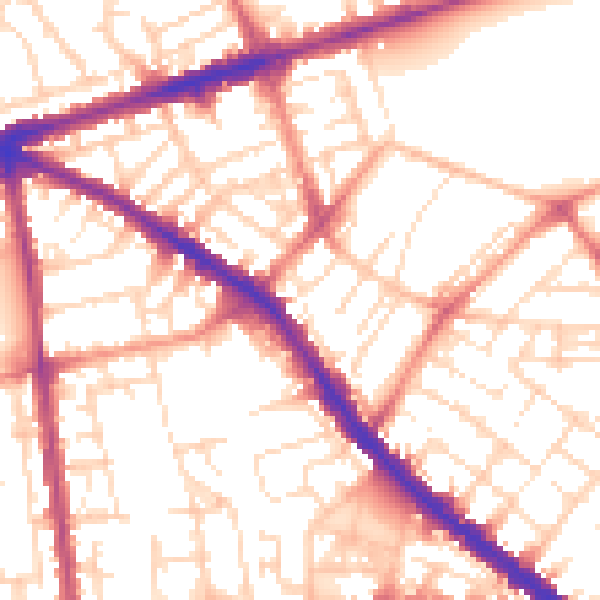 Daytime road noise heatmap for NG7 4AJ
