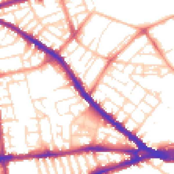 Daytime road noise heatmap for NG7 4AR