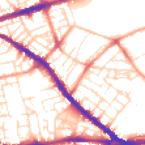 Daytime road noise heatmap for NG7 4AT