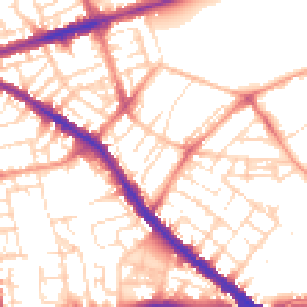 Daytime road noise heatmap for NG7 4BE