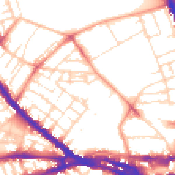 Daytime road noise heatmap for NG7 4DJ