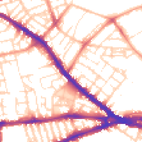 Daytime road noise heatmap for NG7 4EL