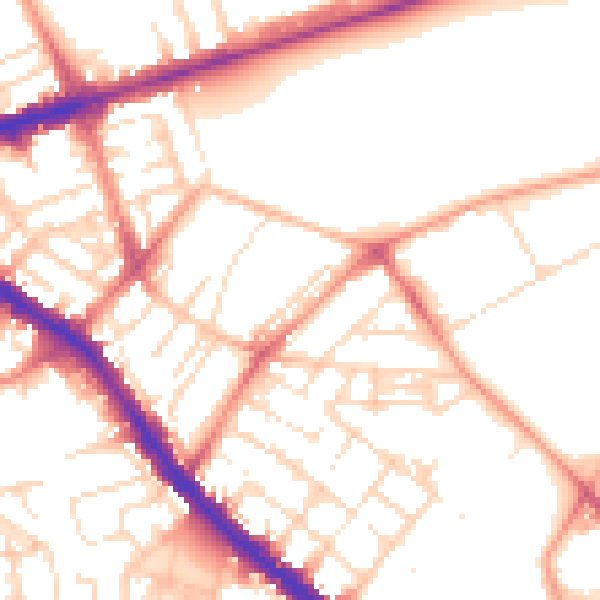 Daytime road noise heatmap for NG7 4EQ