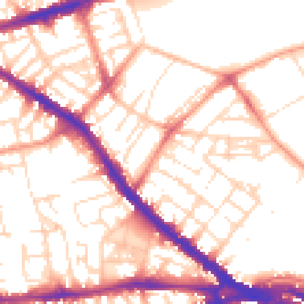 Daytime road noise heatmap for NG7 4EU
