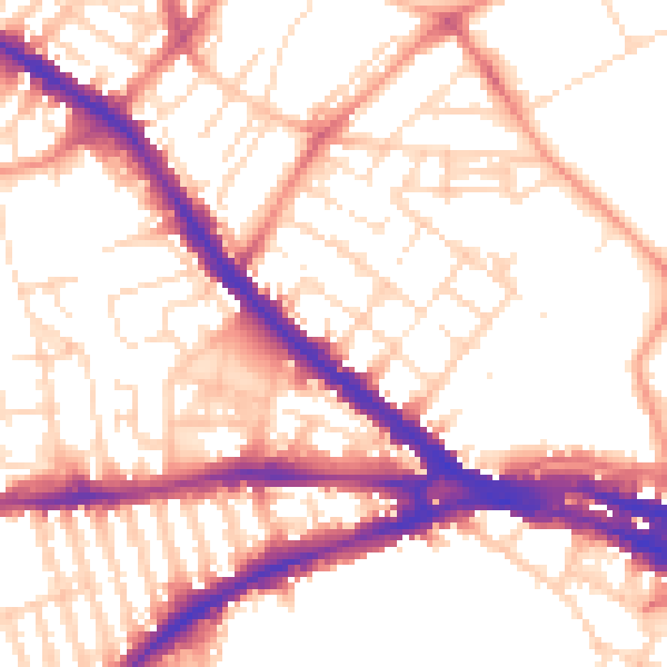 Daytime road noise heatmap for NG7 4FB