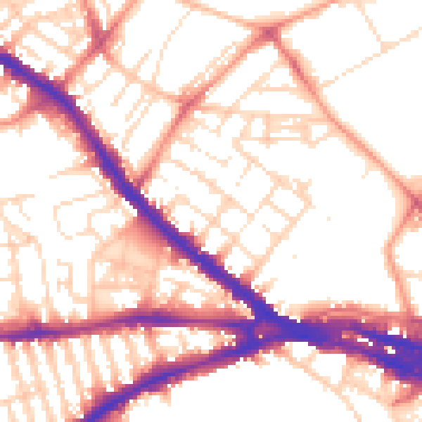 Daytime road noise heatmap for NG7 4FD