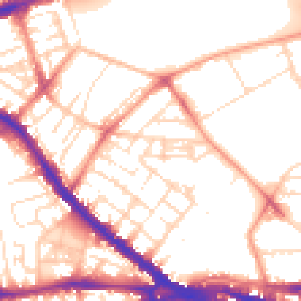 Daytime road noise heatmap for NG7 4FT