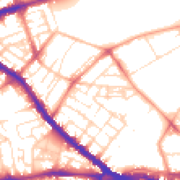Daytime road noise heatmap for NG7 4FY