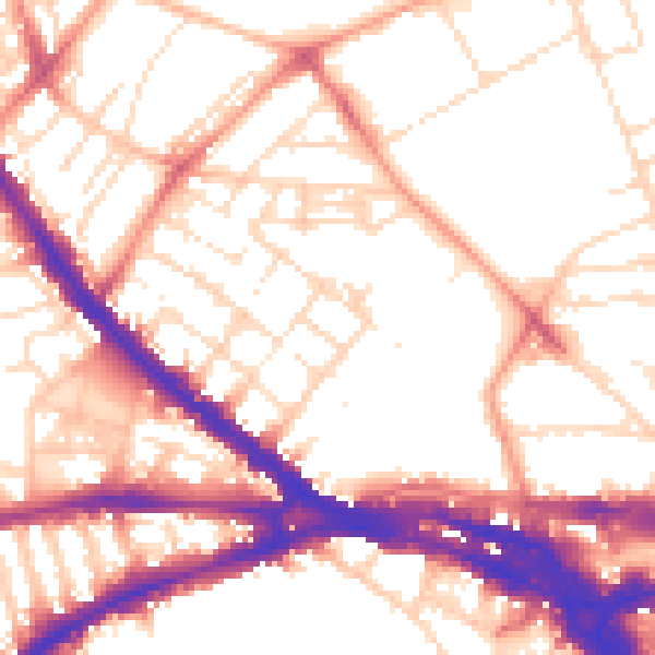 Daytime road noise heatmap for NG7 4GX
