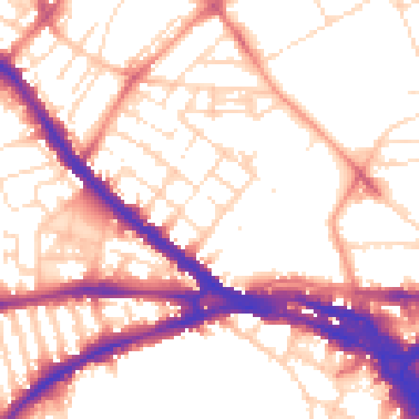 Daytime road noise heatmap for NG7 4HL