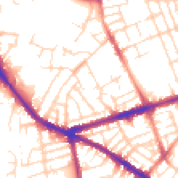 Daytime road noise heatmap for NG7 5FX