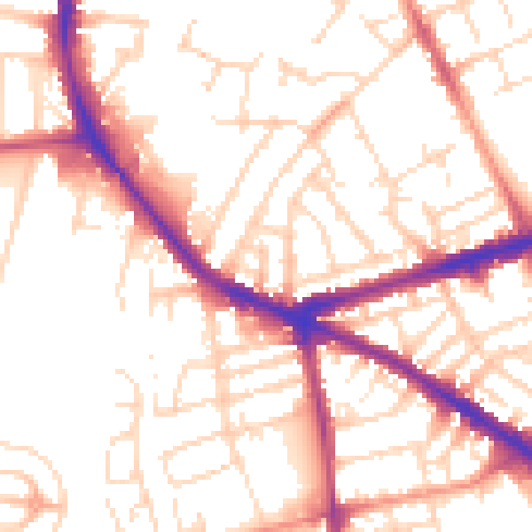 Daytime road noise heatmap for NG7 5JJ