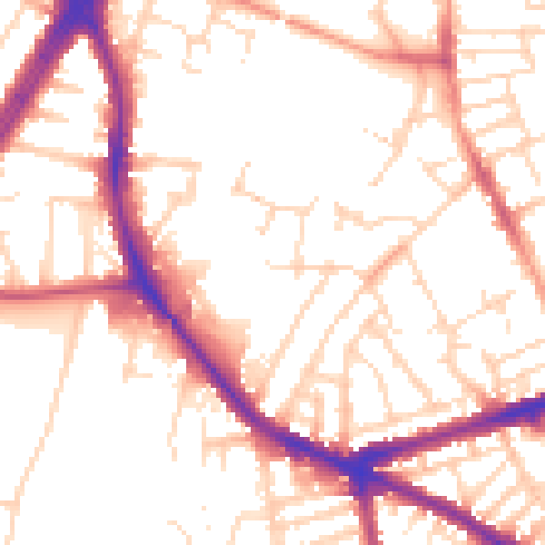 Daytime road noise heatmap for NG7 5NQ