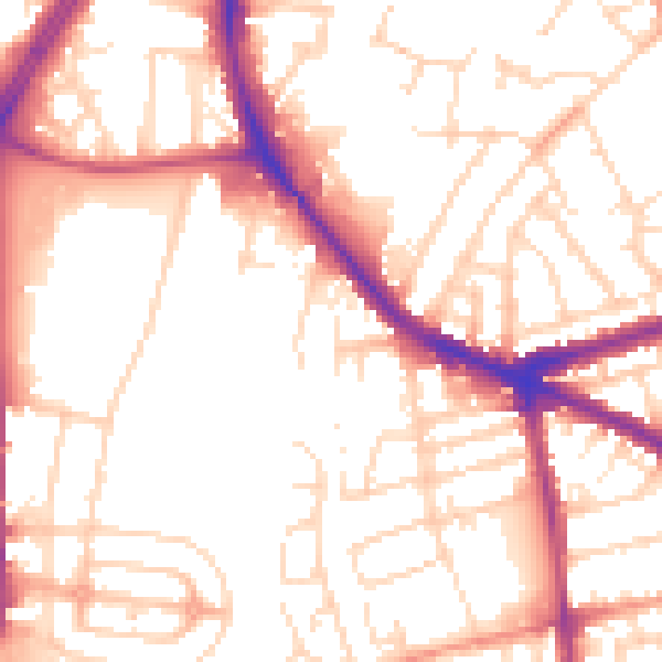 Daytime road noise heatmap for NG7 5RB