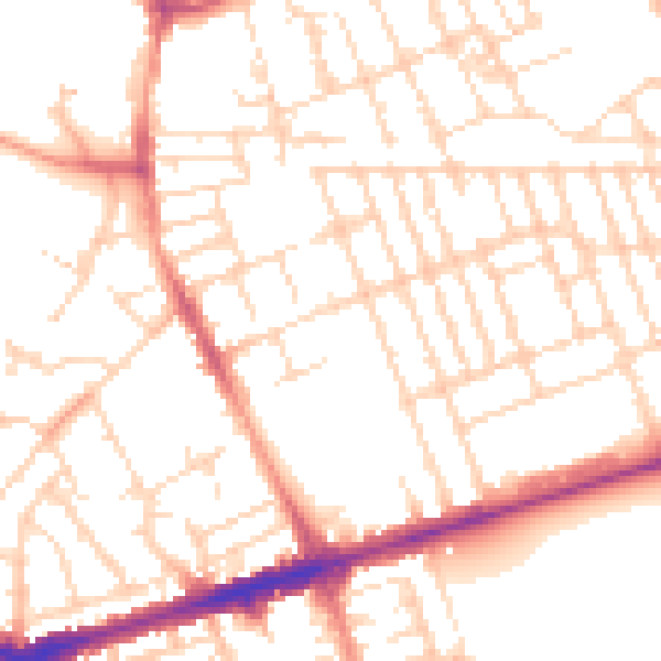 Daytime road noise heatmap for NG7 6FQ