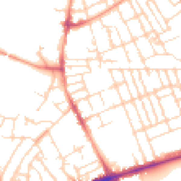 Daytime road noise heatmap for NG7 6FW