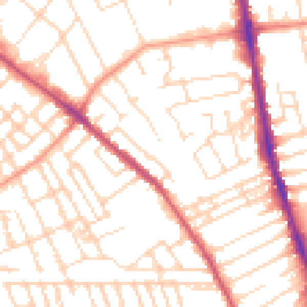 Daytime road noise heatmap for NG7 7AF