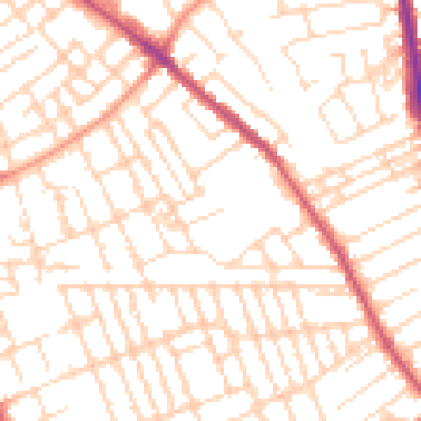 Daytime road noise heatmap for NG7 7BJ