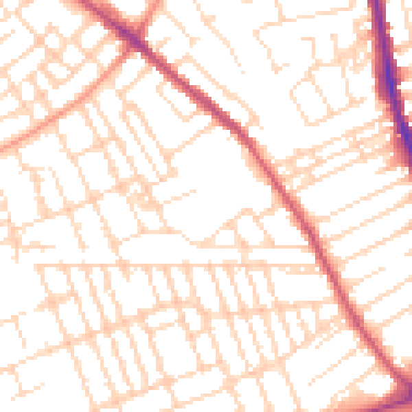 Daytime road noise heatmap for NG7 7BN