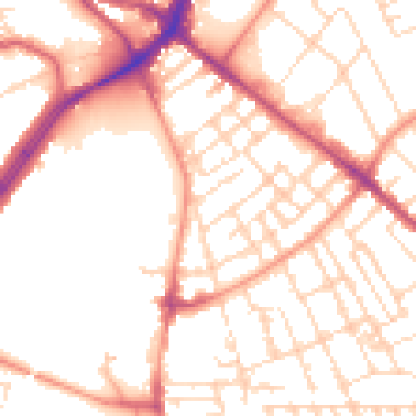 Daytime road noise heatmap for NG7 7DW