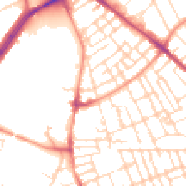 Daytime road noise heatmap for NG7 7DZ