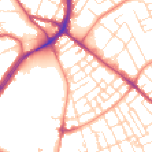 Daytime road noise heatmap for NG7 7EL