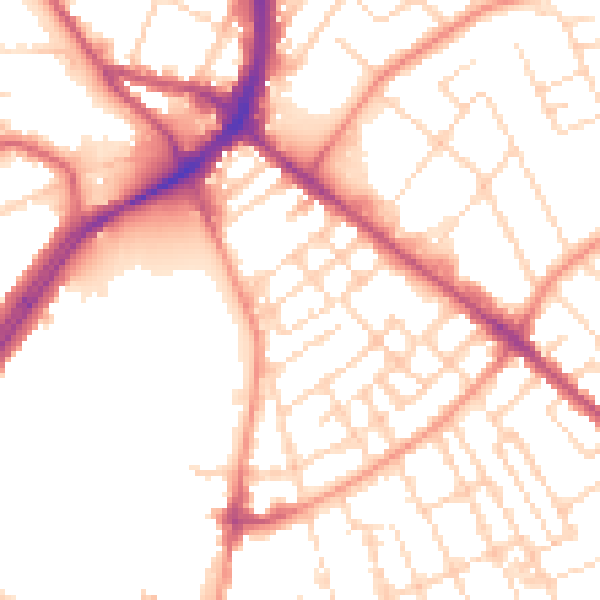 Daytime road noise heatmap for NG7 7EN