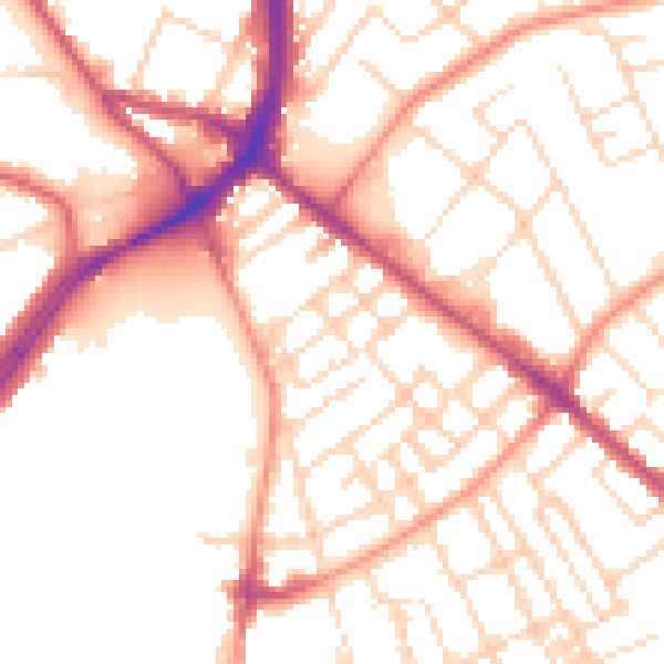 Daytime road noise heatmap for NG7 7EQ
