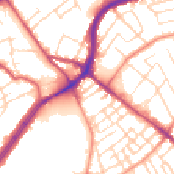 Daytime road noise heatmap for NG7 7FB