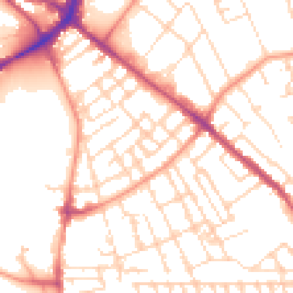 Daytime road noise heatmap for NG7 7GJ